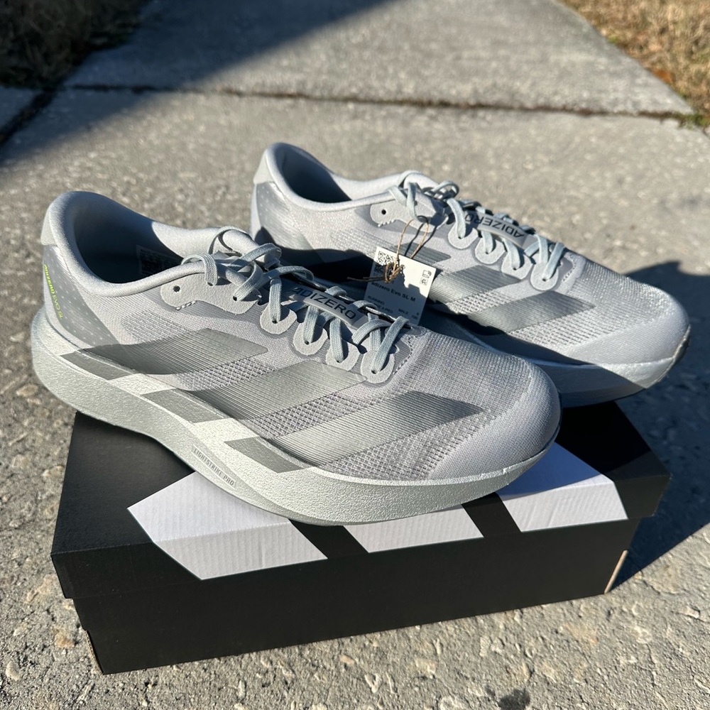 Adidas Men's Adizero EVO SL Running Shoes Silver Metallic Multiple Sizes Read